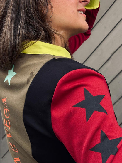 Vestido INDOMABLE verde cacería / burdeos