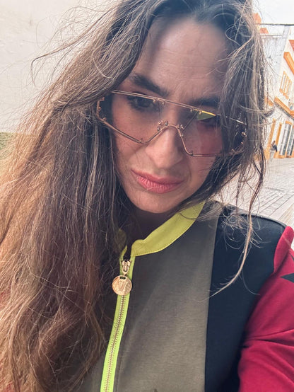 Vestido INDOMABLE verde cacería / burdeos