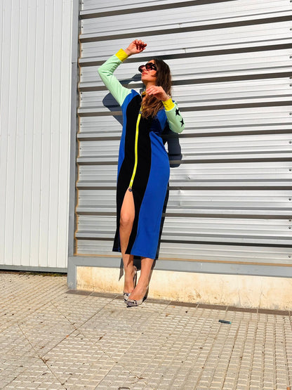 Vestido INDOMABLE azul klein / negro